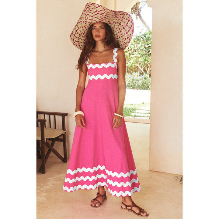 Wrenley - Robe longue bohème à col bateau