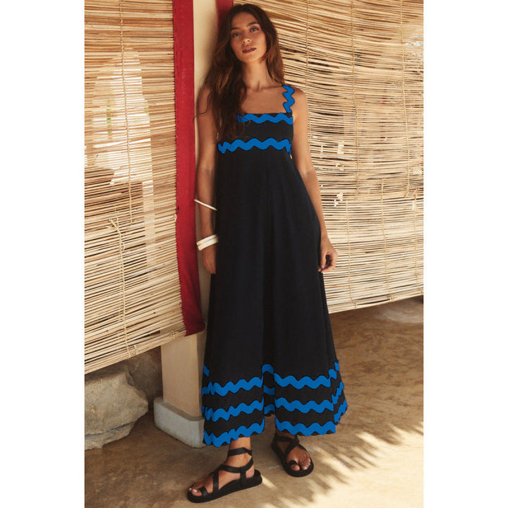 Wrenley - Robe longue bohème à col bateau