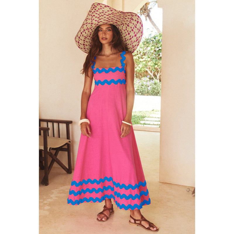 Wrenley - Robe longue bohème à col bateau