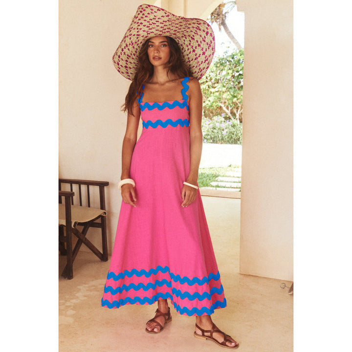 Wrenley - Robe longue bohème à col bateau