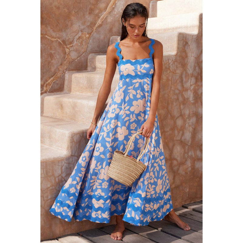 Wrenley - Robe longue bohème à col bateau