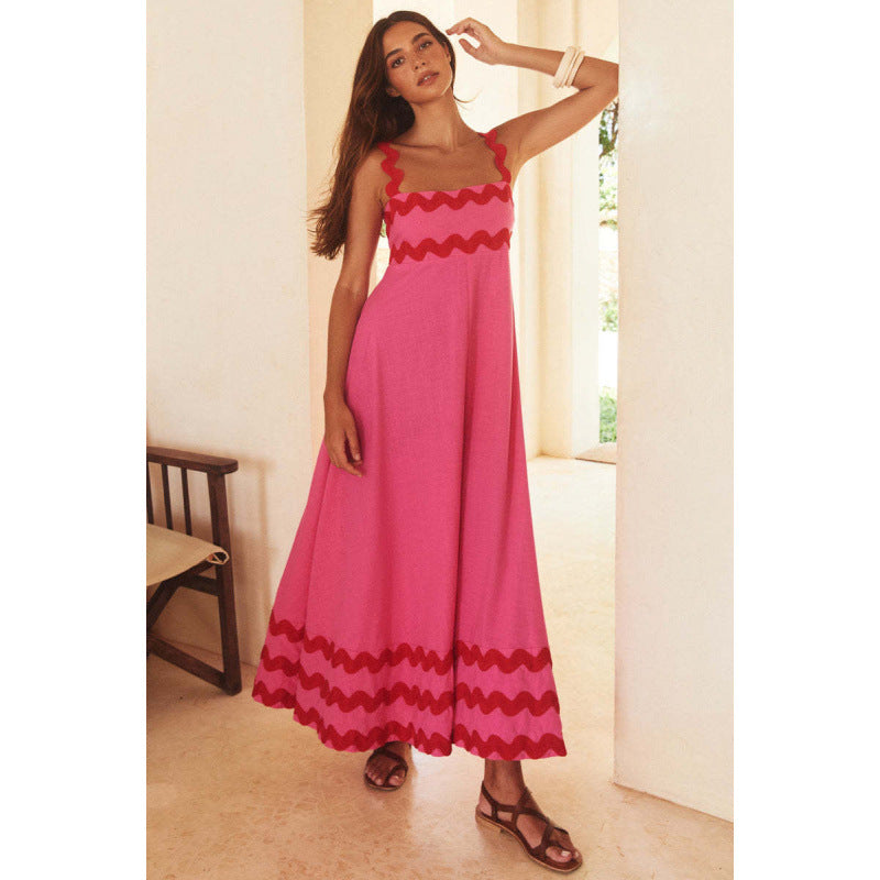 Wrenley - Robe longue bohème à col bateau
