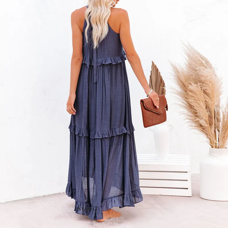 Emilia™ - Robe longue dos nu à volants