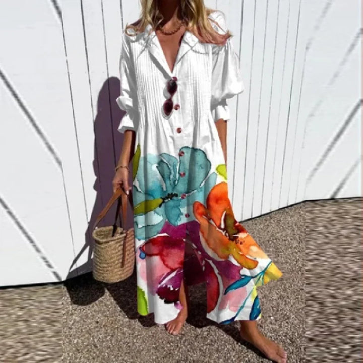 Cassidy - Robe longue à manches bouffantes style Boho Beauty 