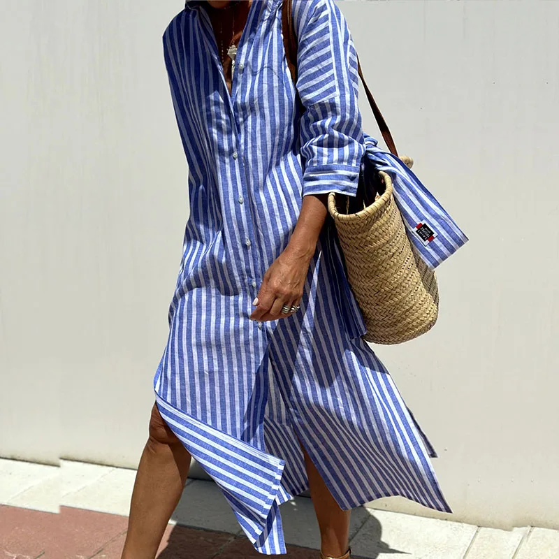 GRACE - Robe chemise élégante à rayures