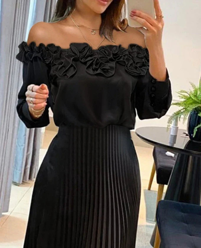 Carina | Superbe robe longue à épaules dénudées