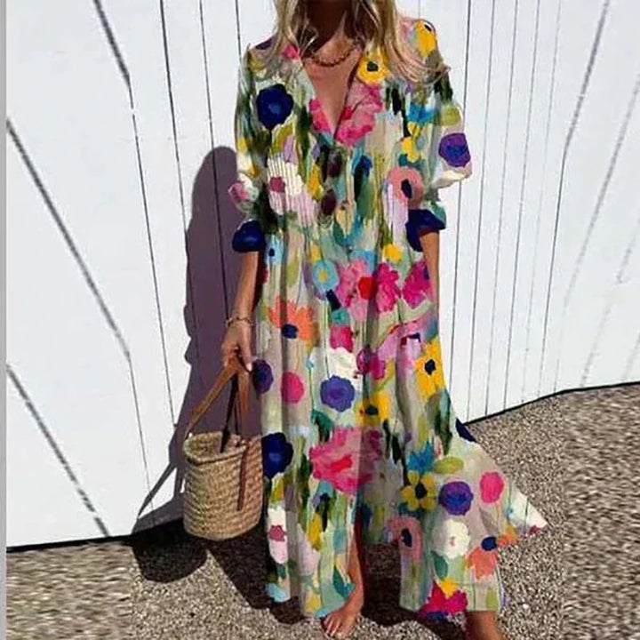 Cassidy - Robe longue à manches bouffantes style Boho Beauty 