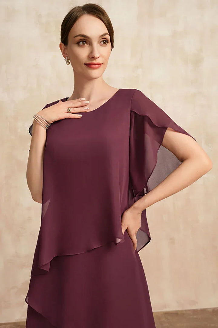 Belle - Robe longue fluide à manches courtes et à volants irréguliers