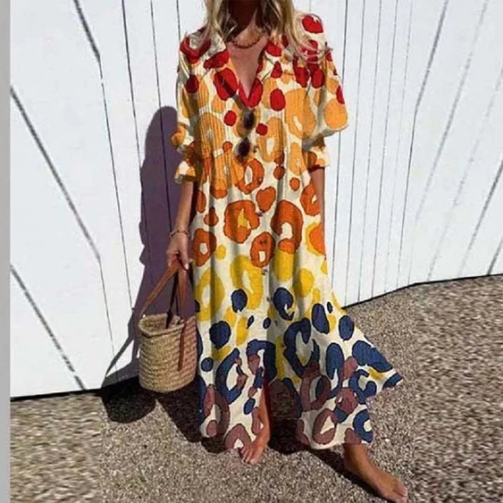 Cassidy - Robe longue à manches bouffantes style Boho Beauty 