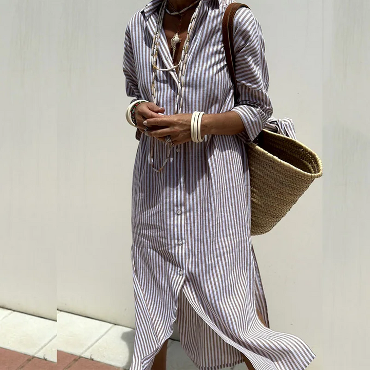 GRACE - Robe chemise élégante à rayures