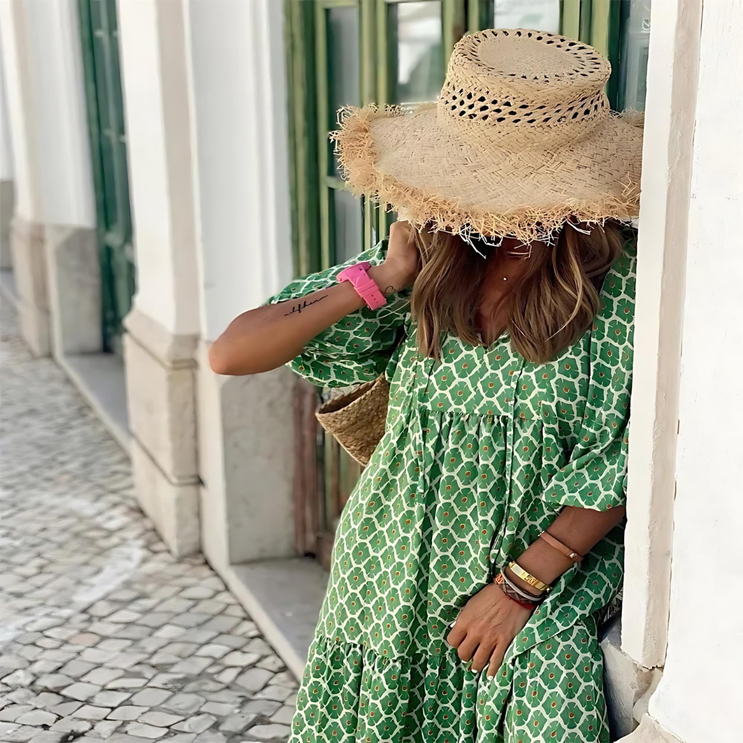 Mabel - Robe fluide à imprimé géométrique asymétrique