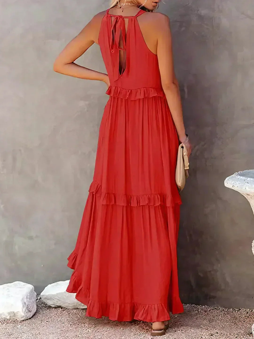 Emilia™ - Robe longue dos nu à volants