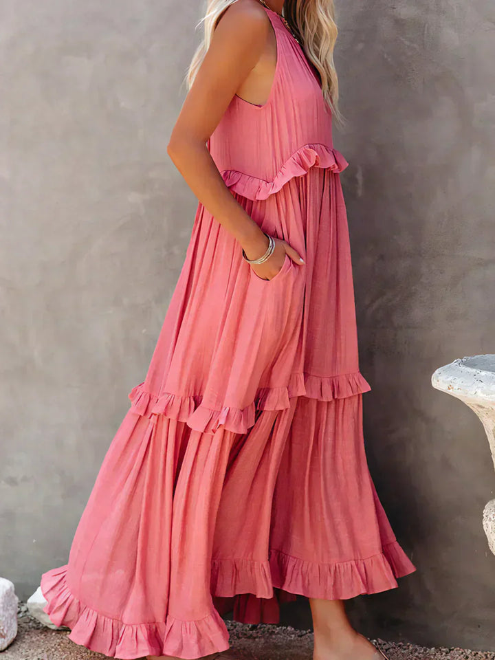 Emilia™ - Robe longue dos nu à volants