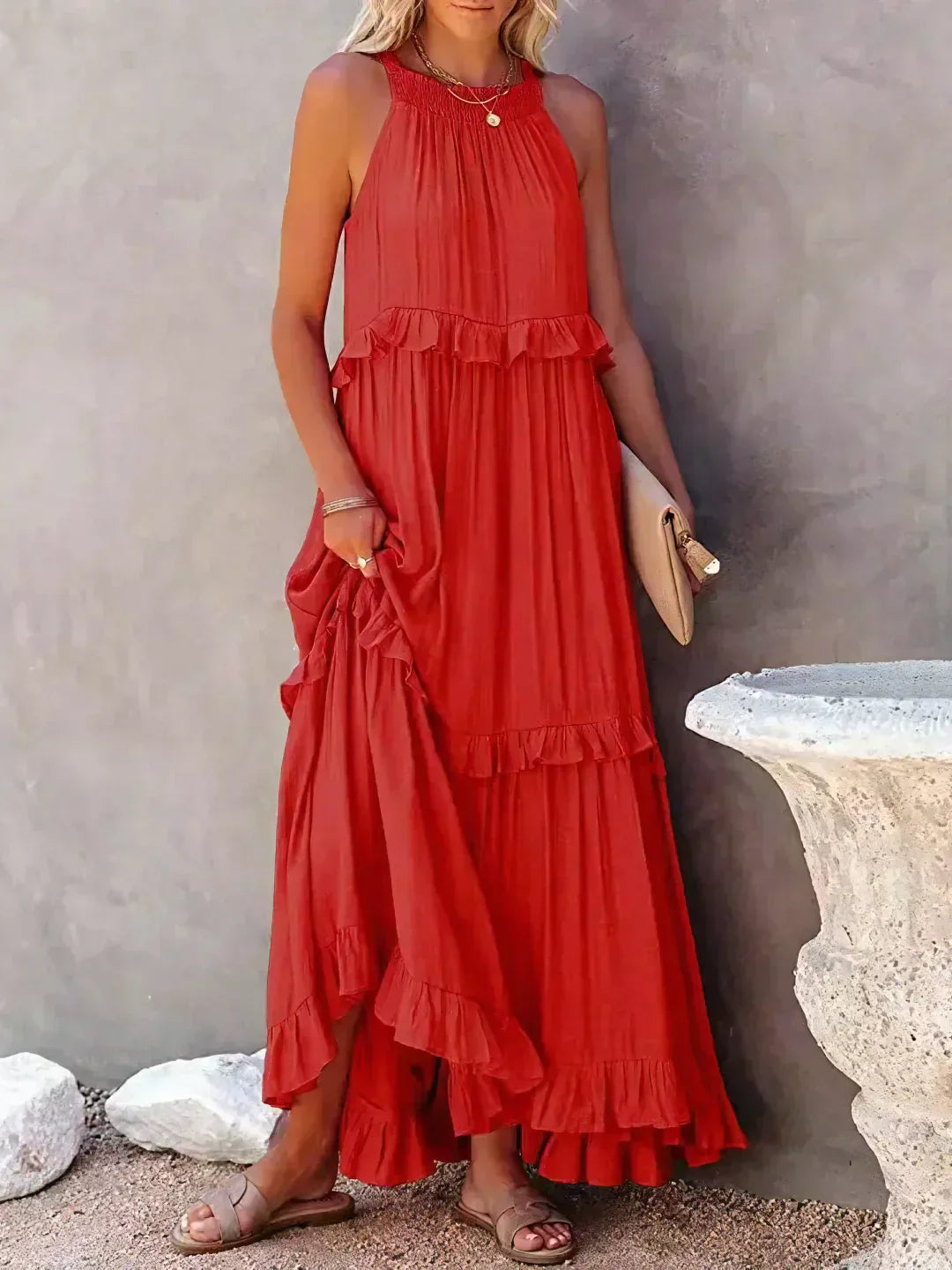Emilia™ - Robe longue dos nu à volants