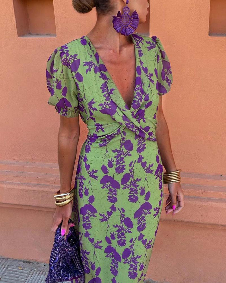 Della - Robe bohème plissée à imprimé floral pour femme