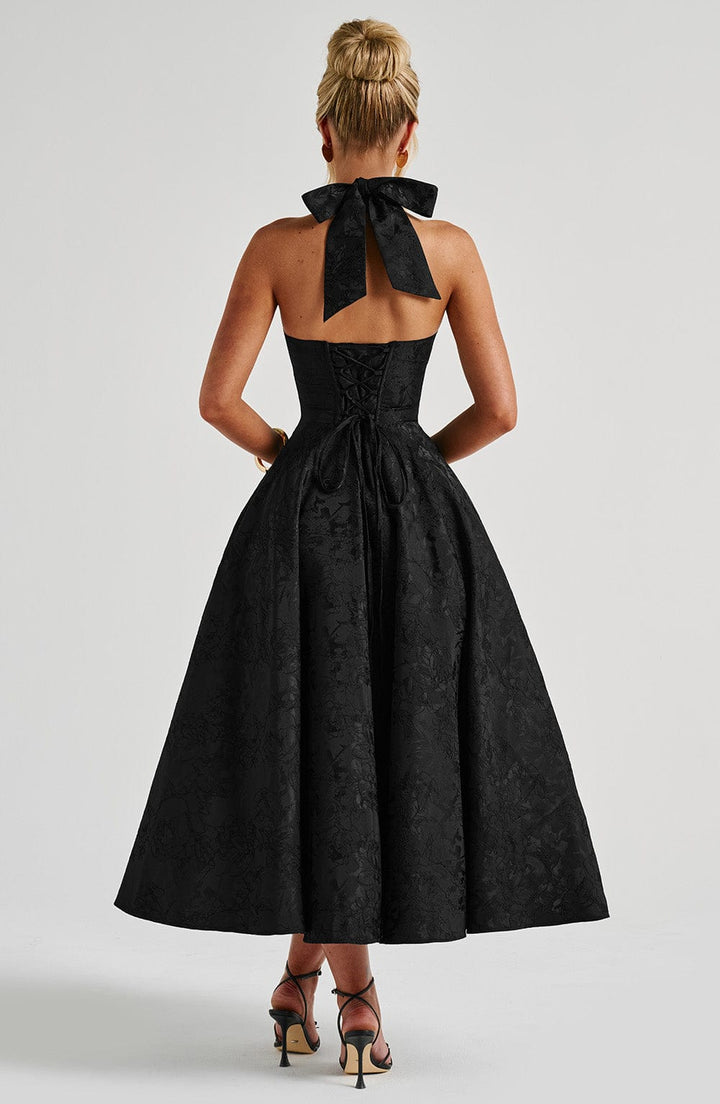 Renata - Maxi robe jacquard à lacets à la taille