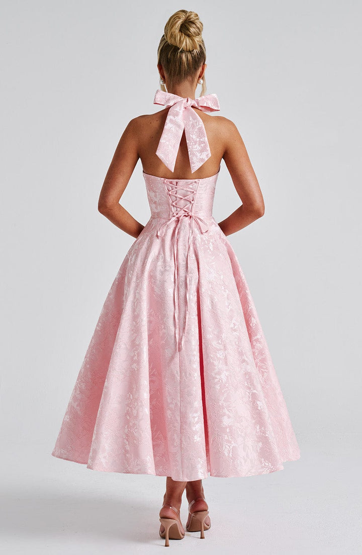 Renata - Maxi robe jacquard à lacets à la taille