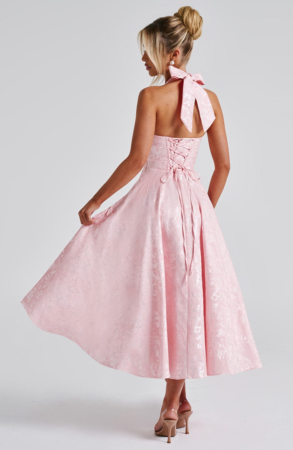 Renata - Maxi robe jacquard à lacets à la taille