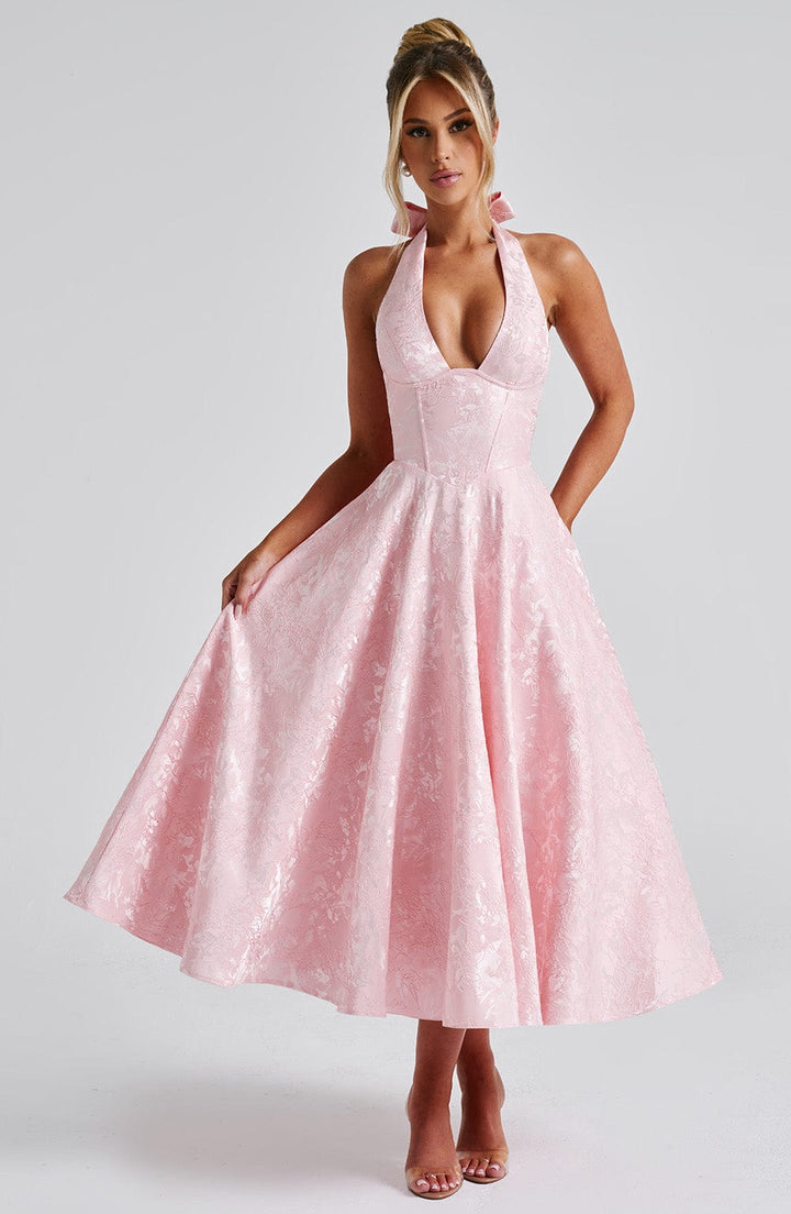 Renata - Maxi robe jacquard à lacets à la taille