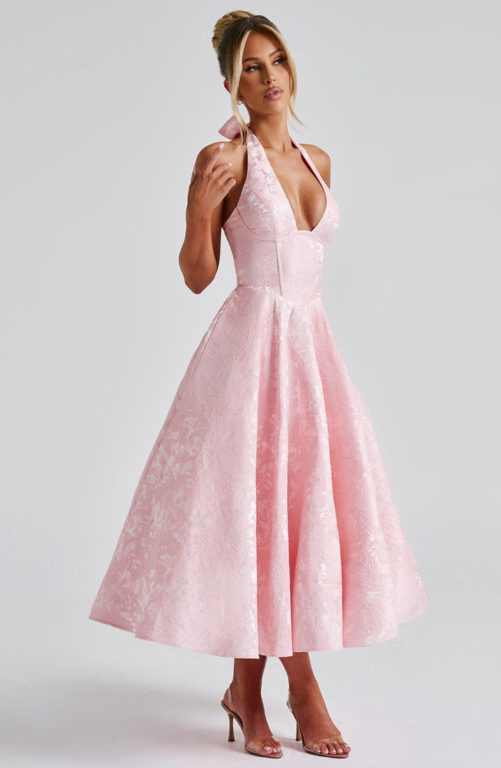 Renata - Maxi robe jacquard à lacets à la taille