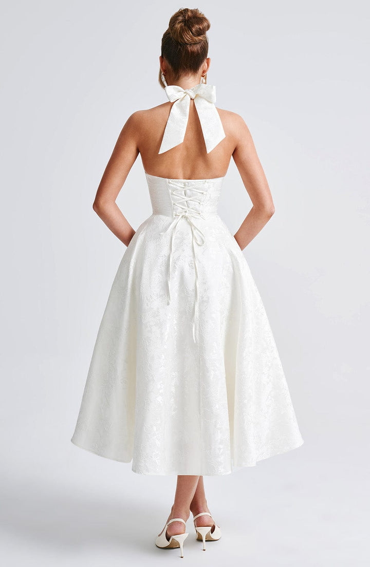 Renata - Maxi robe jacquard à lacets à la taille