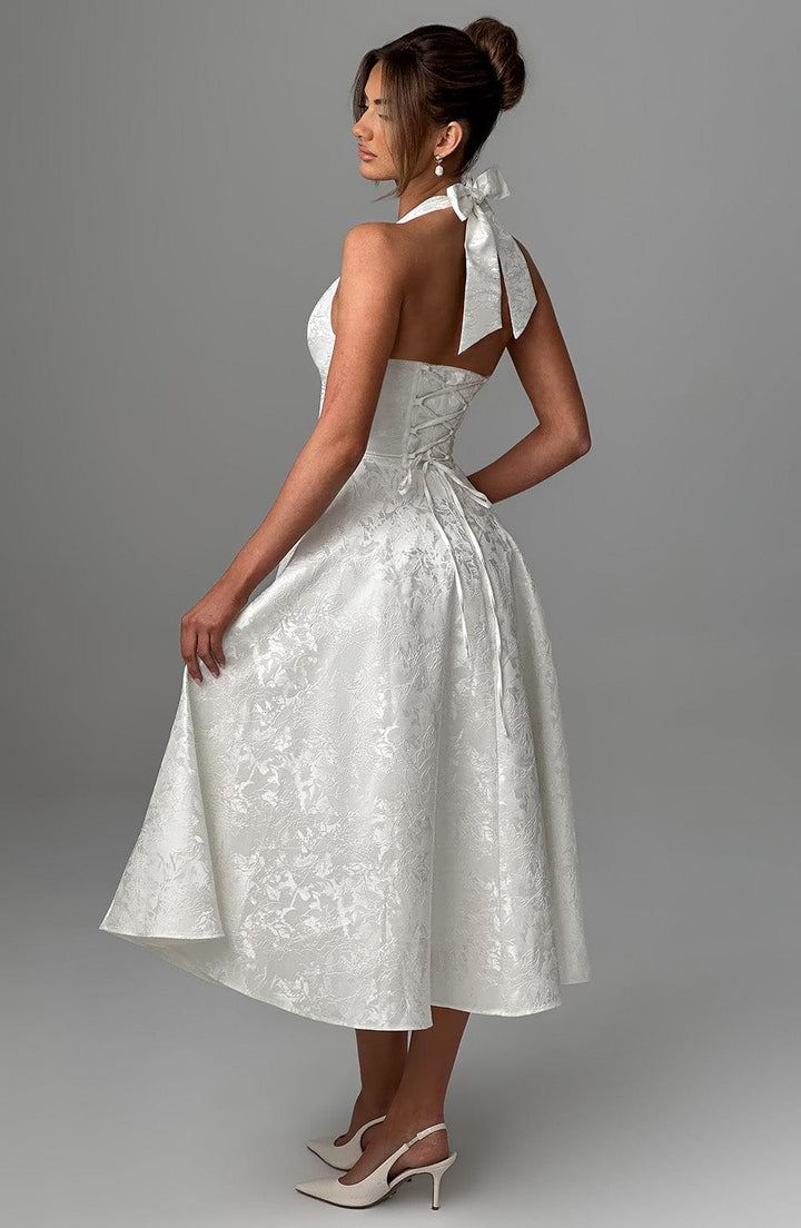 Renata - Maxi robe jacquard à lacets à la taille