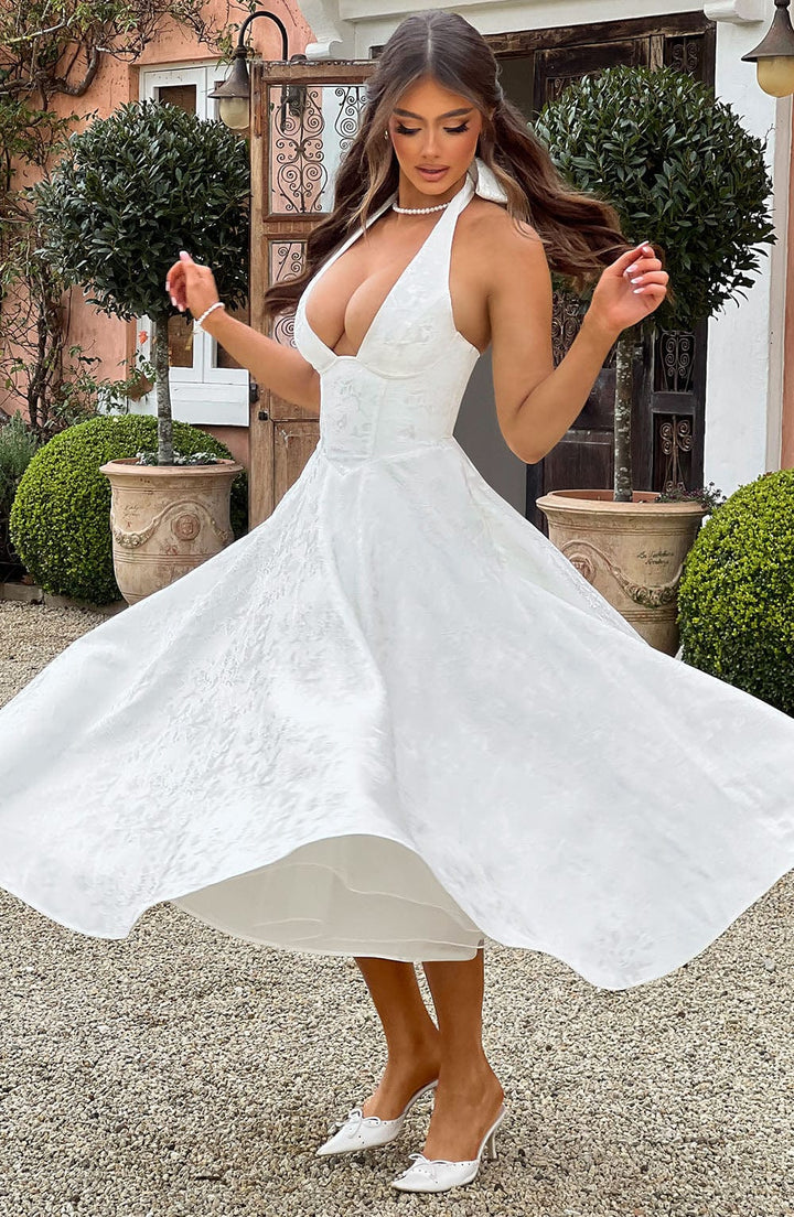 Renata - Maxi robe jacquard à lacets à la taille