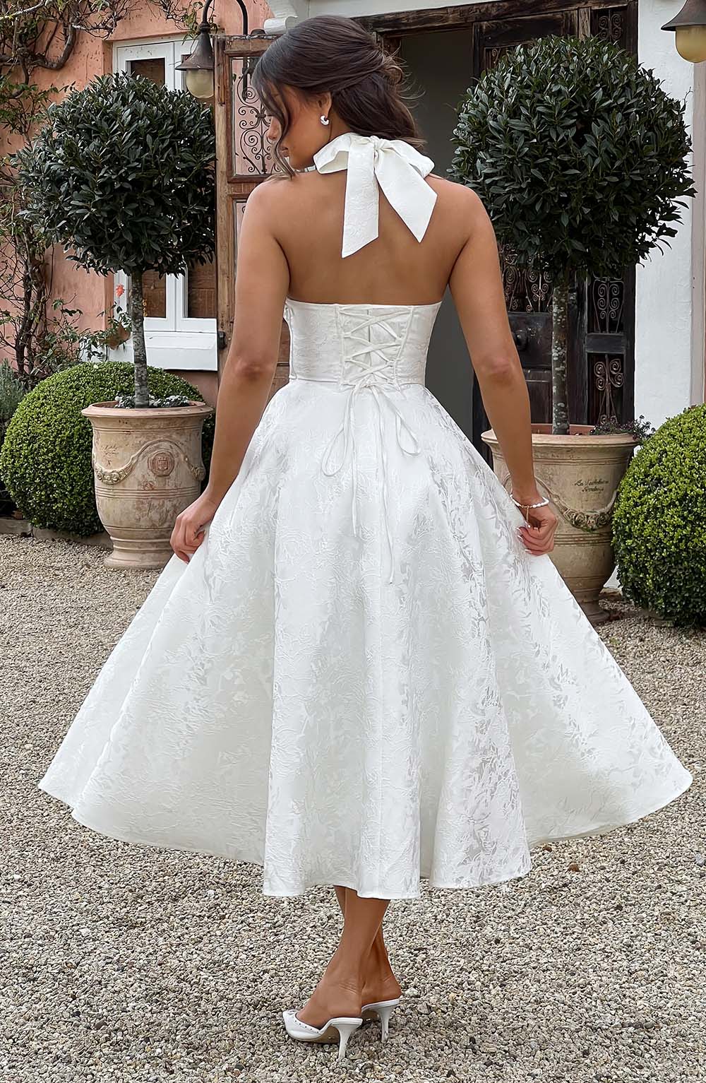 Renata - Maxi robe jacquard à lacets à la taille