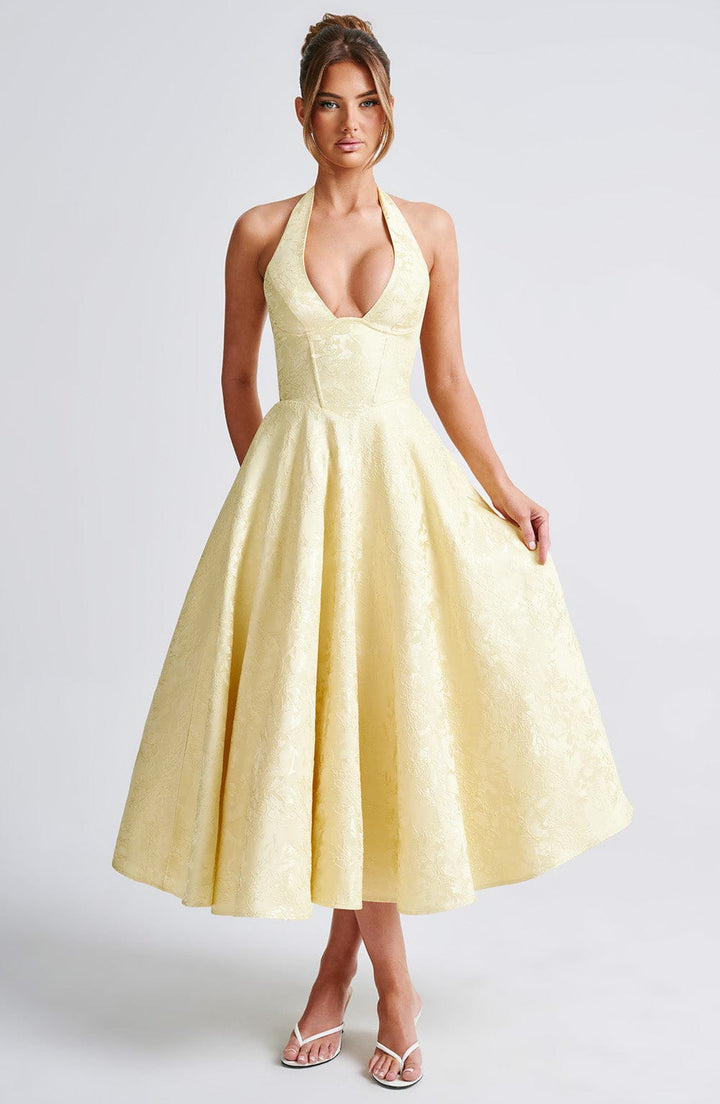 Renata - Maxi robe jacquard à lacets à la taille