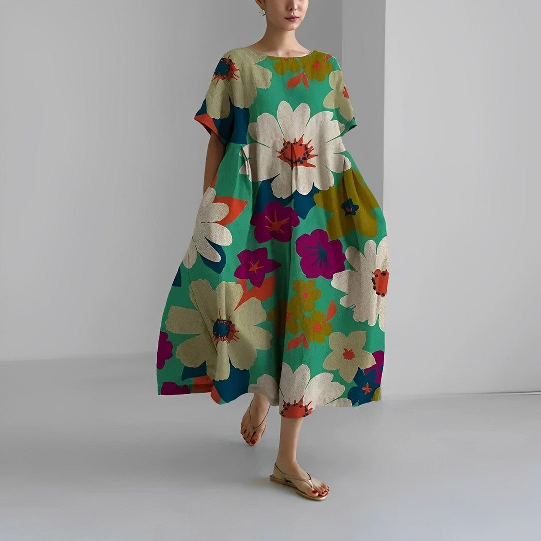 Daisy - Robe longue ample rétro à grandes poches