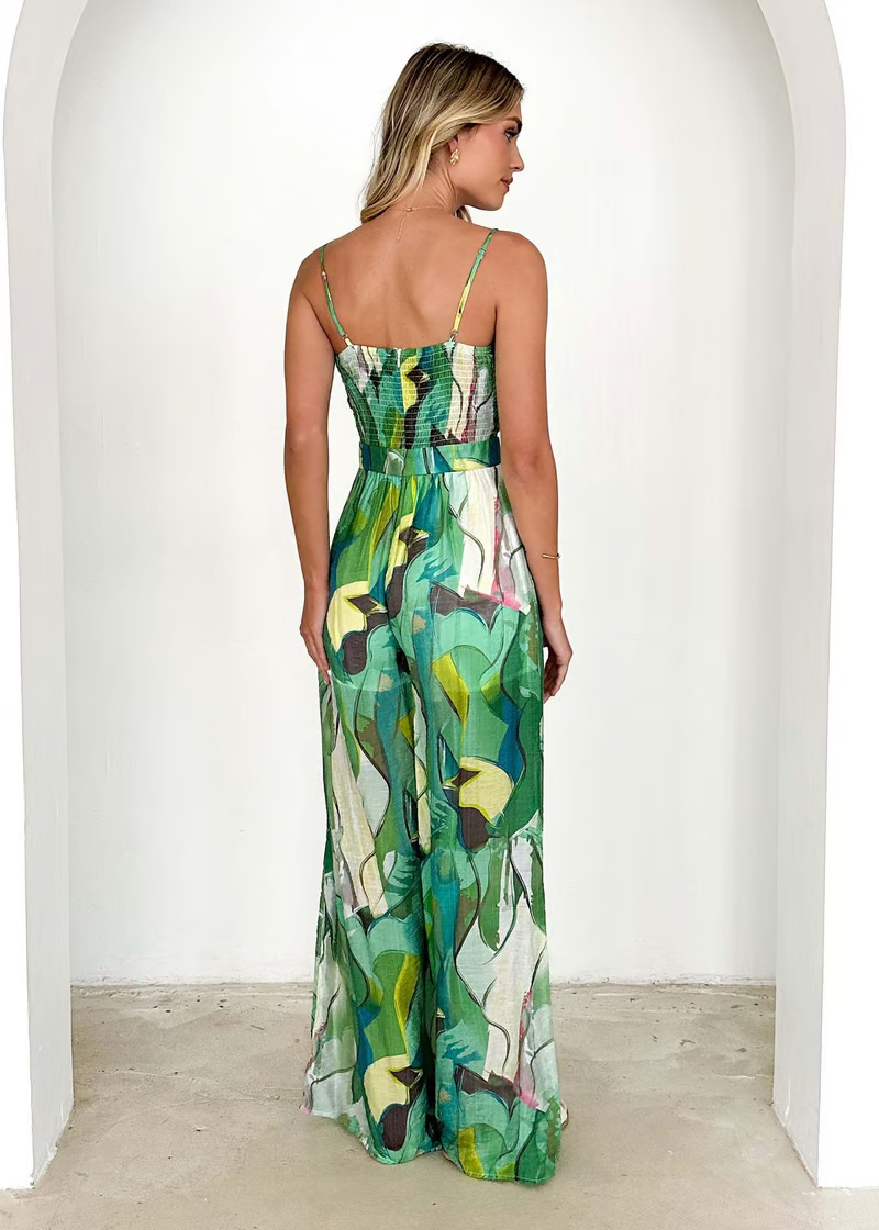 Annalise - Robe longue à bretelles imprimée chic