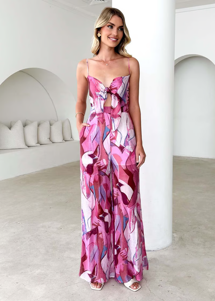 Annalise - Robe longue à bretelles imprimée chic