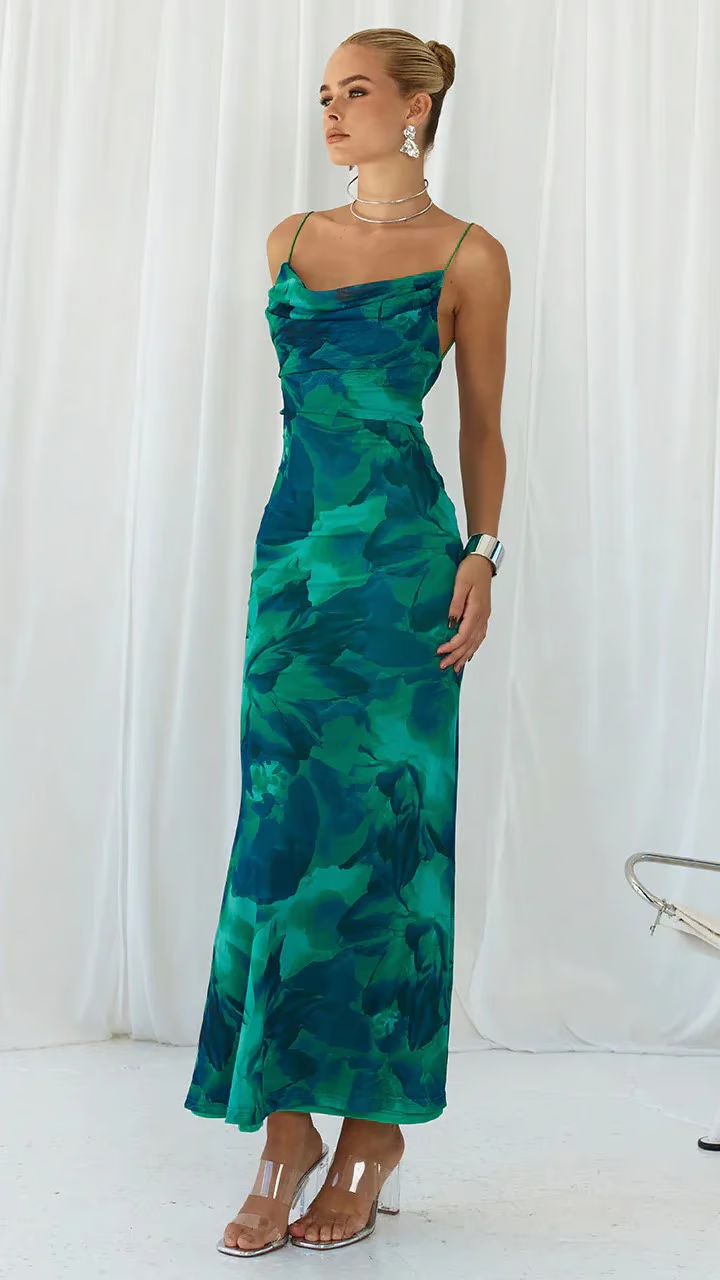 Ainsley - Robe longue moulante sans manches pour soirée en boîte de nuit