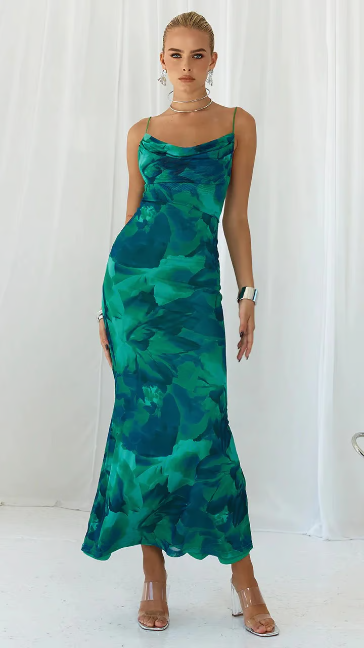 Ainsley - Robe longue moulante sans manches pour soirée en boîte de nuit