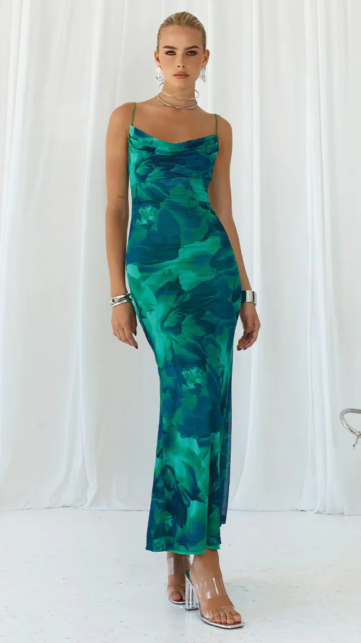 Ainsley - Robe longue moulante sans manches pour soirée en boîte de nuit