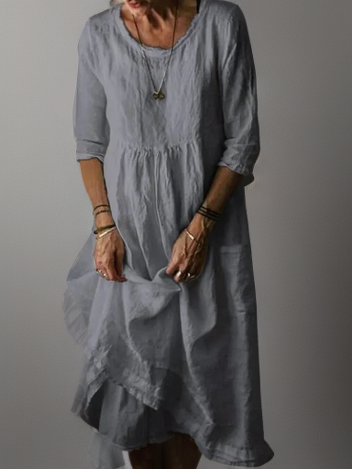 Carolien - Robe longue fluide à encolure ronde décontractée