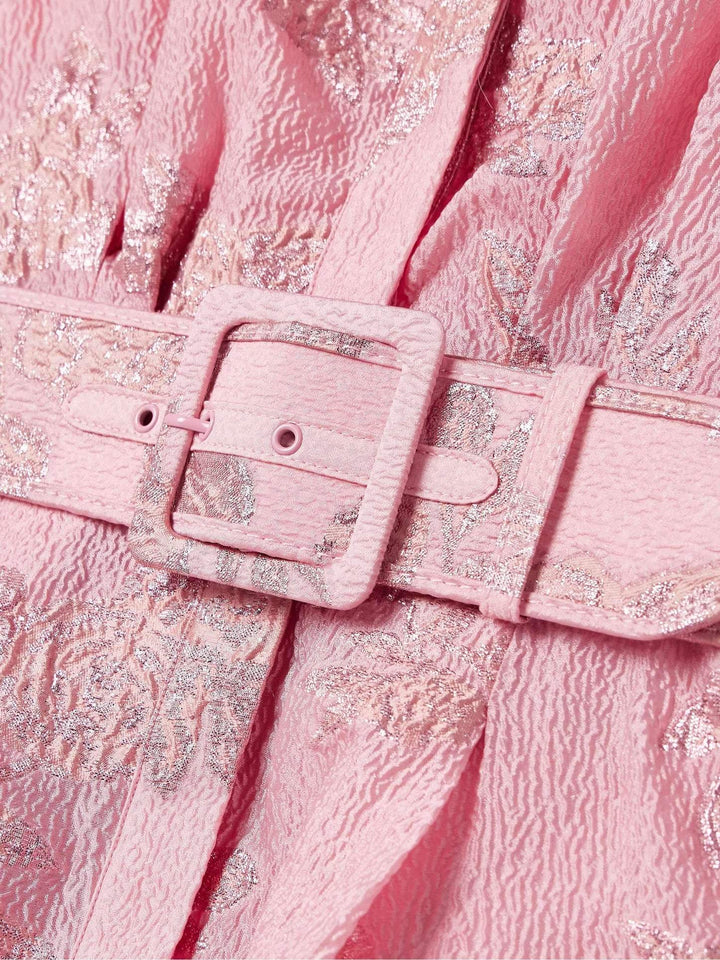 Aven - Robe taille haute à revers rose rétro 