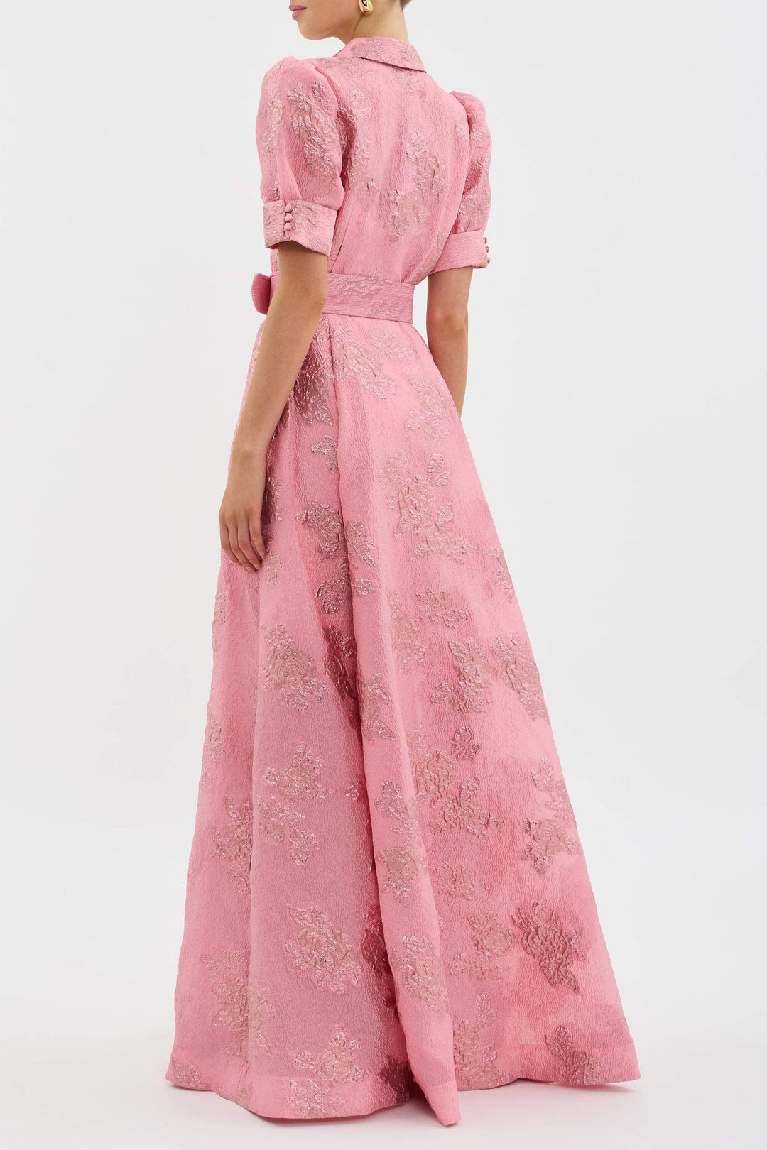 Aven - Robe taille haute à revers rose rétro 