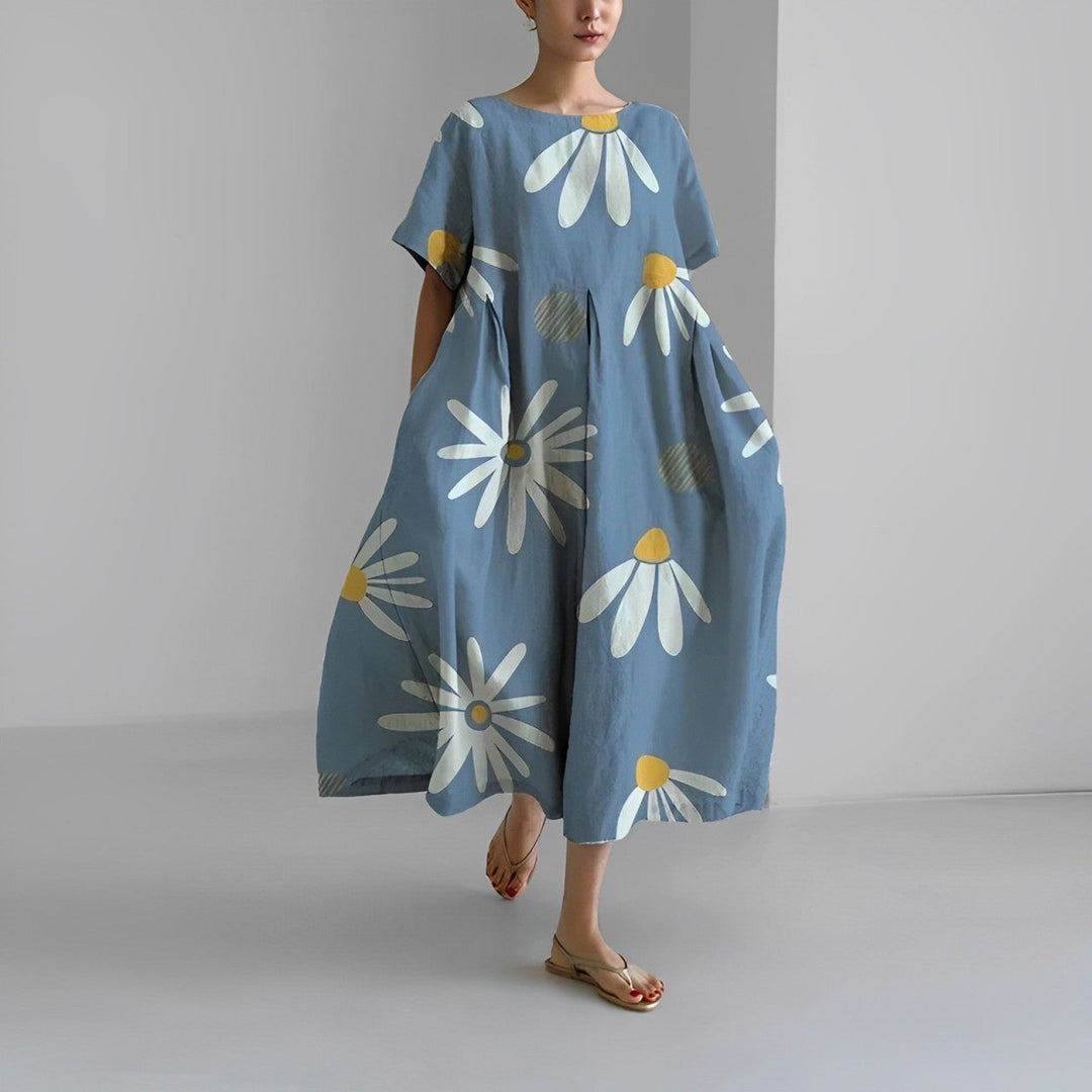 Daisy - Robe longue ample rétro à grandes poches